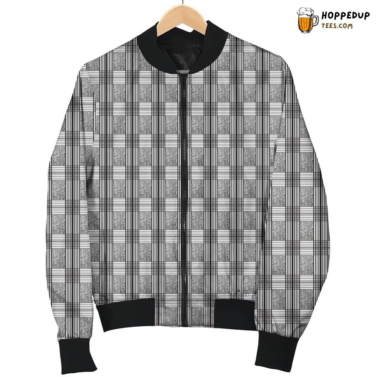 Tattersall Grey Patterned Winter Bomber Jacket Timeless Comfort and Style