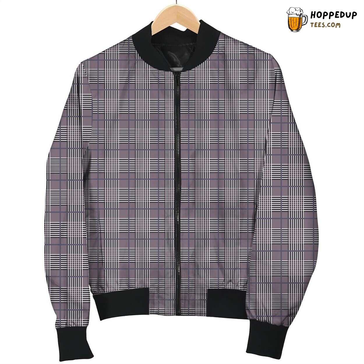 Tattersall Grey Purple Nice Bomber Jacket