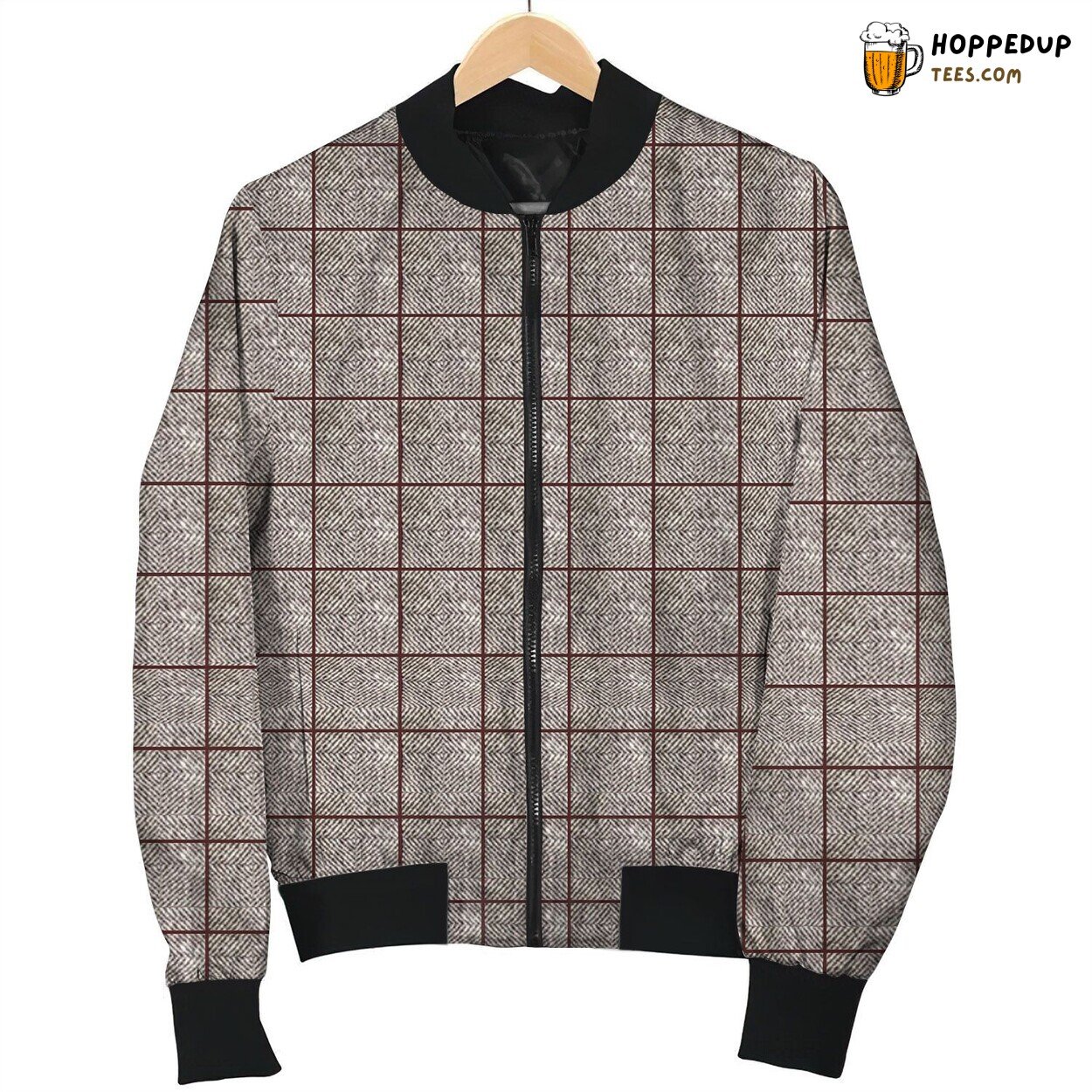 Tattersall Grey Red Cute Bomber Jacket