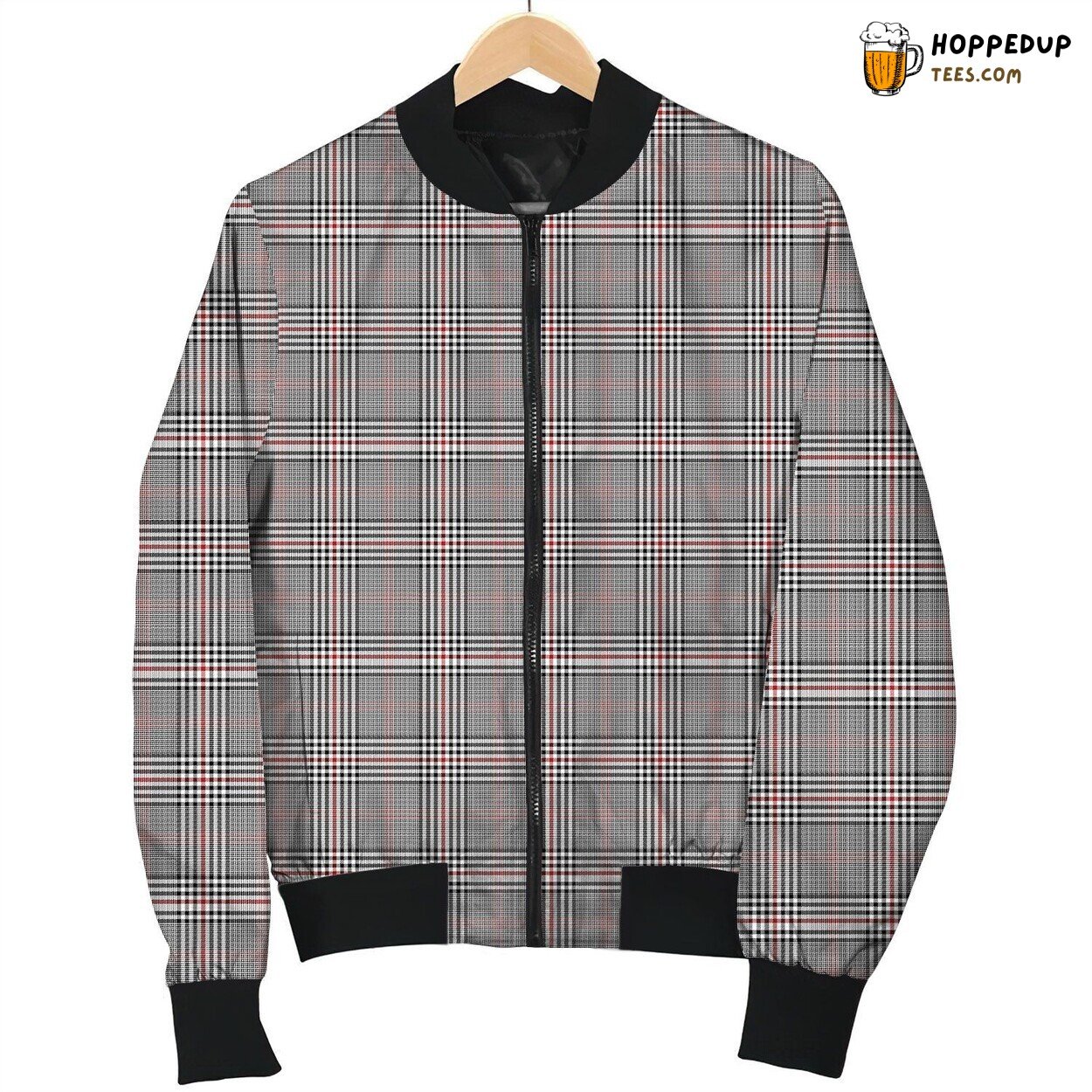 Tattersall Grey Red Winter Jacket Bomber Unique Collection Design Style