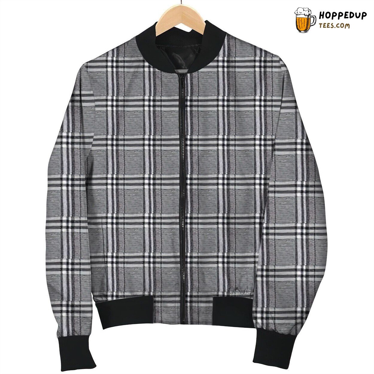 Tattersall Grey White Black Bomber Jacket