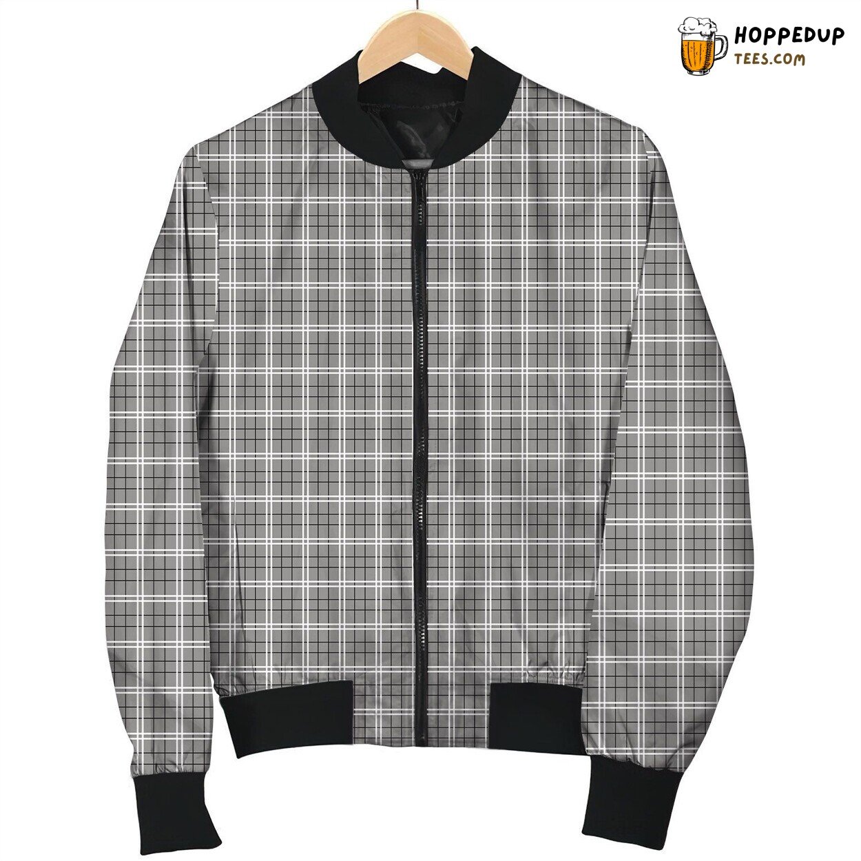 Tattersall Grey White Black Cool Bomber Jacket