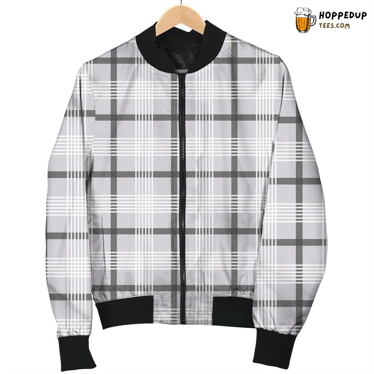 Tattersall Grey White Winter Bomber Jacket Unique Design Collection Look