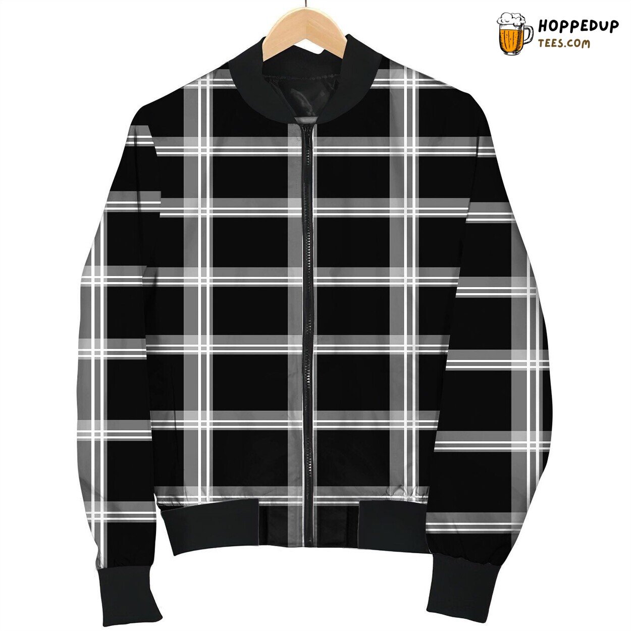 Tattersall White Black Bomber Jacket