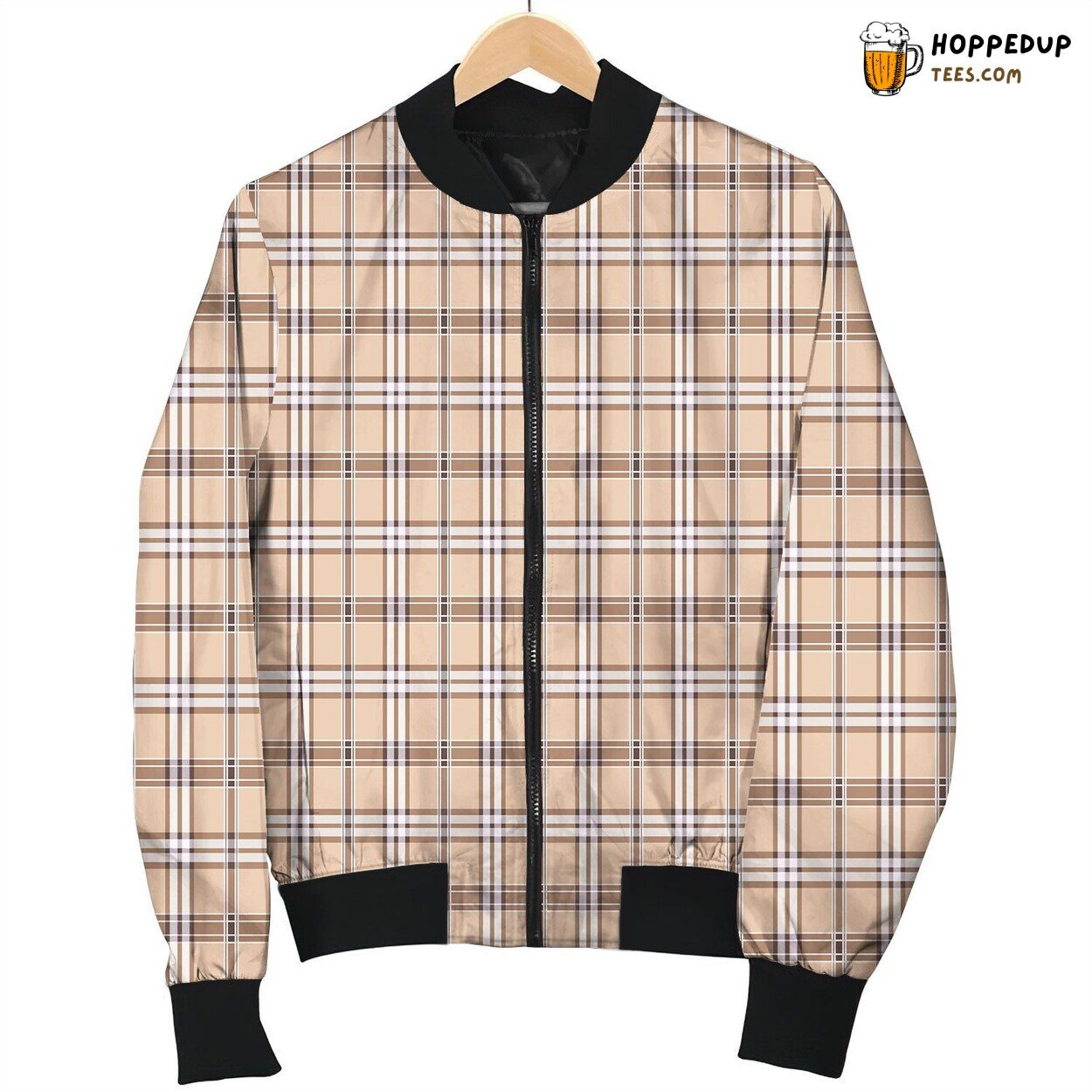Tattersall White Brown Bomber Jacket