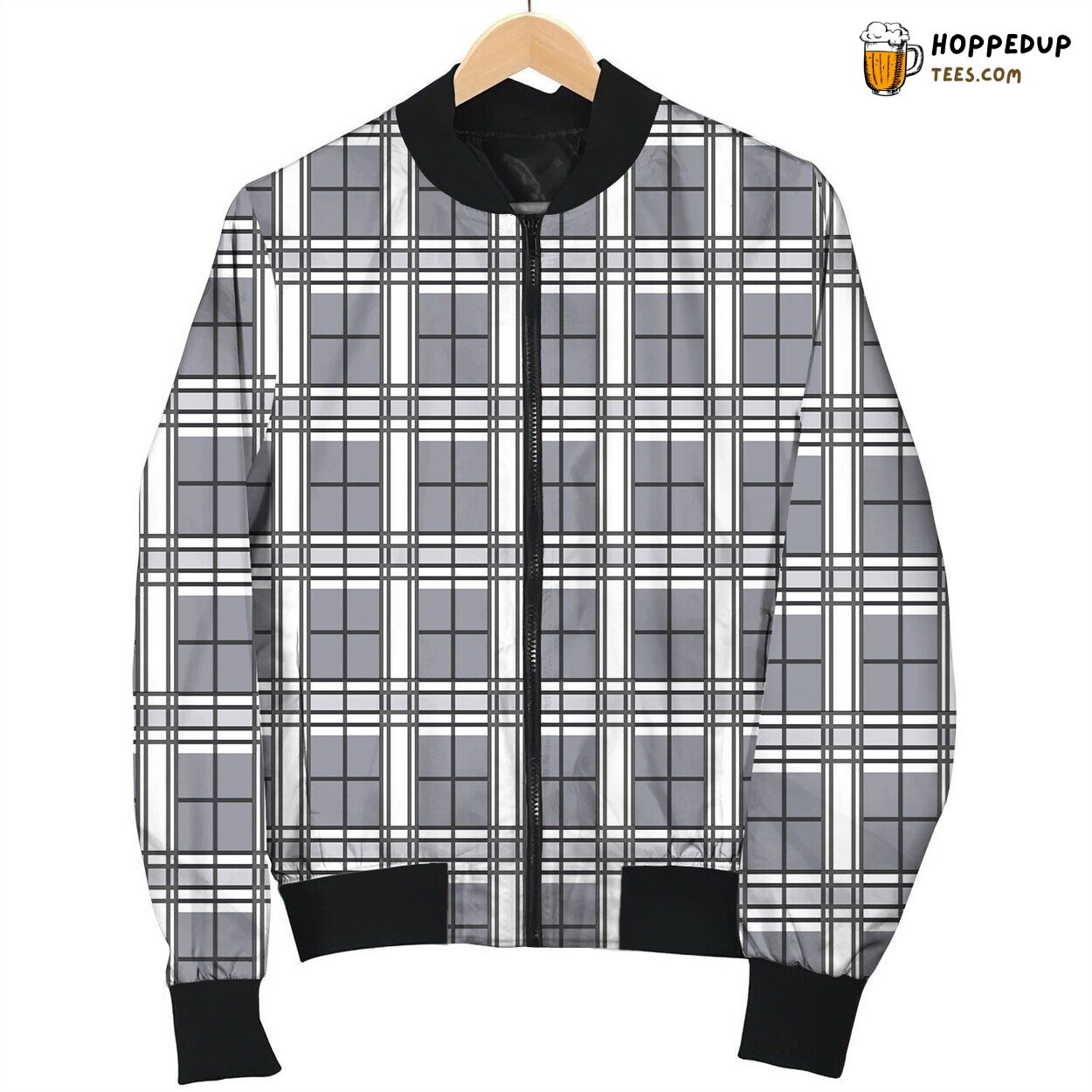 Tattersall White Gray Bomber Jacket