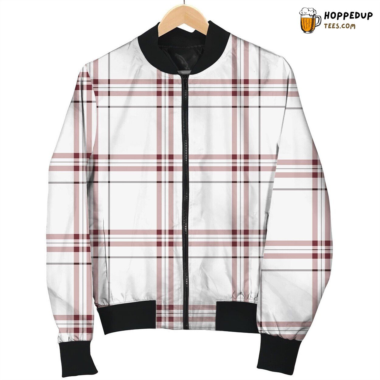Tattersall White Pink Bomber Jacket