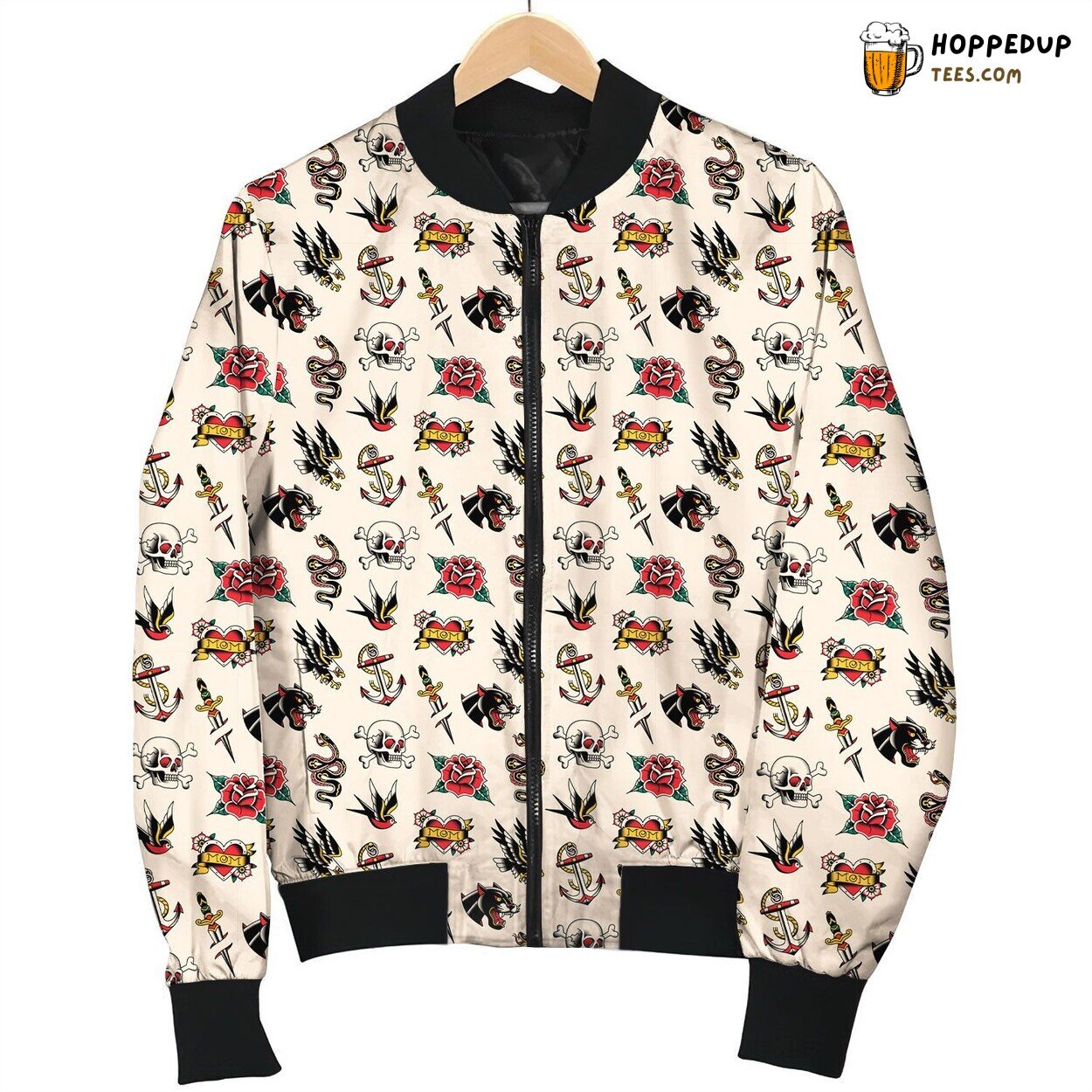 Tattoo Skull And Rose Bomber Jacket