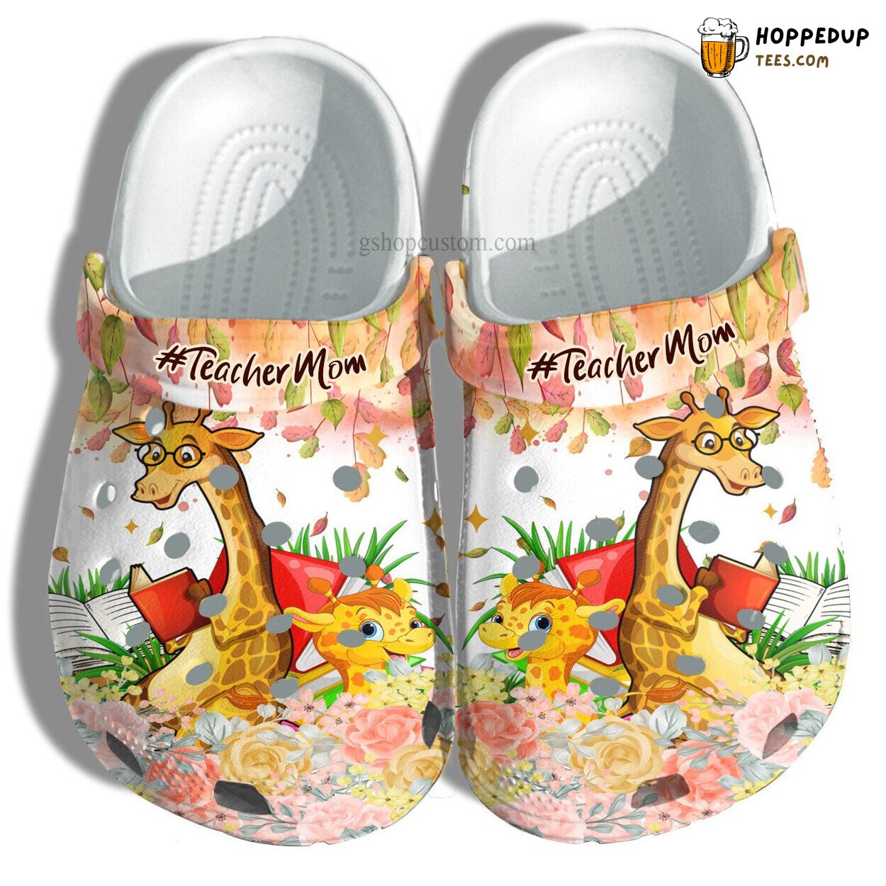 Teacher Giraffe Mom Croc Mother Day Giraffe Book Grandma Shoes