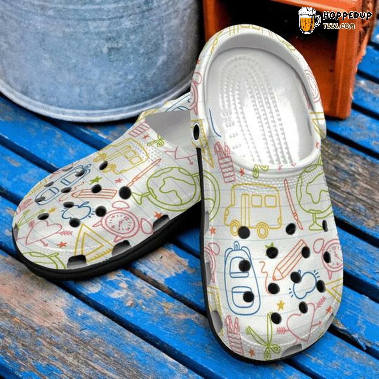 Teacher Icon School Themed Personalized Rubber Clog Shoes Comfy Educator Gift