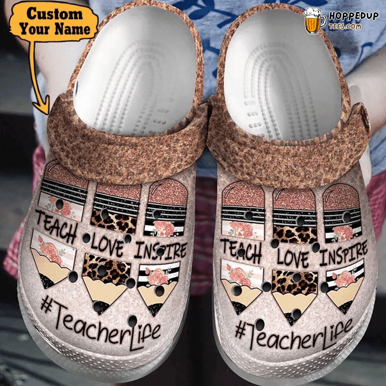 Teacher Life Teach Love Inspire Themed Gifts Unisex Crayon Pencil Shoes