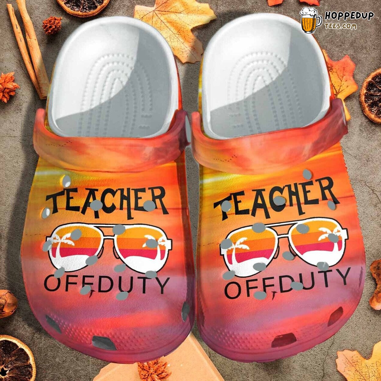 Teacher Off Duty Custom Sunglasses Beach Sunset School Shoes