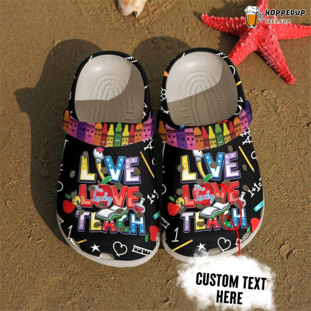 Teacher Personalized Name Live Love Teach Theme Clog Shoes Unique