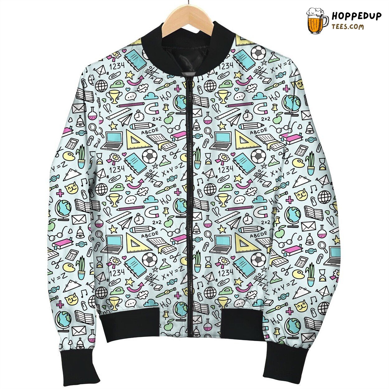 Teacher School Things Pattern Bomber Jacket
