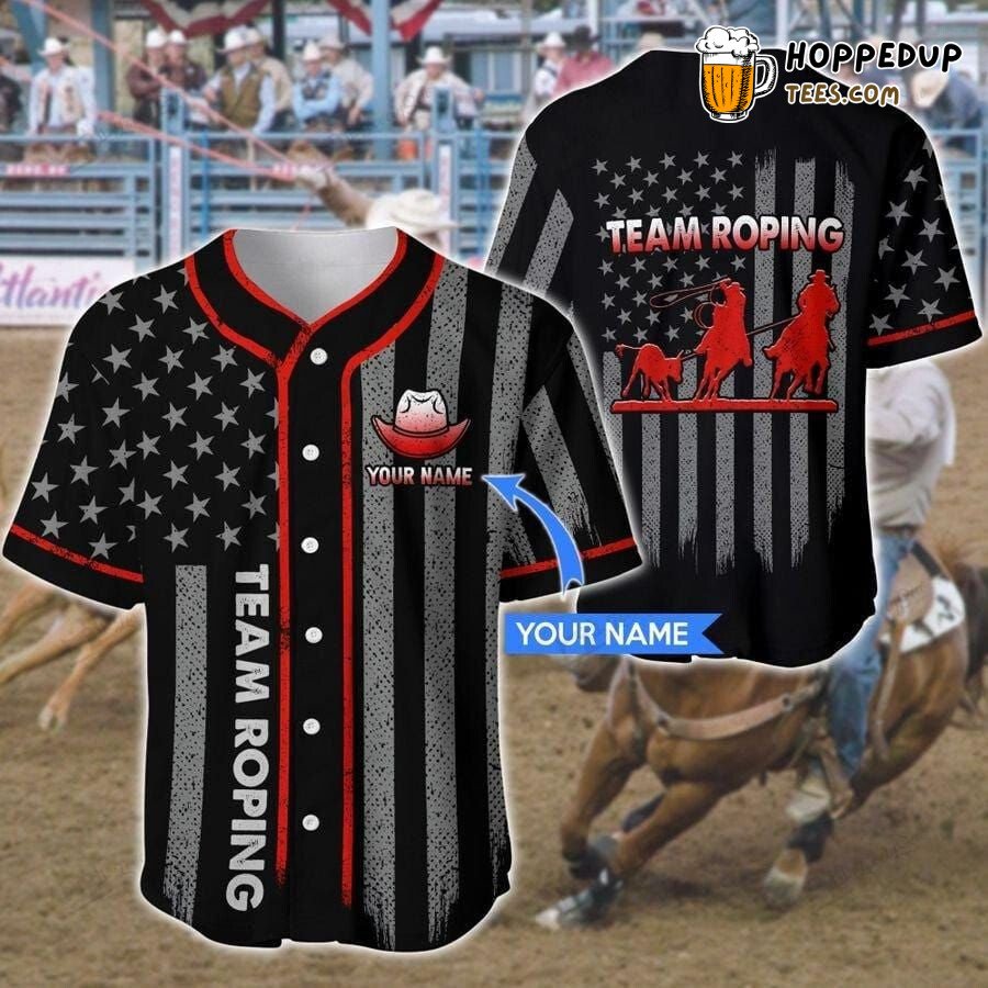 Team Roping Flag Inspired Baseball Jersey Personalized Distinctive Design
