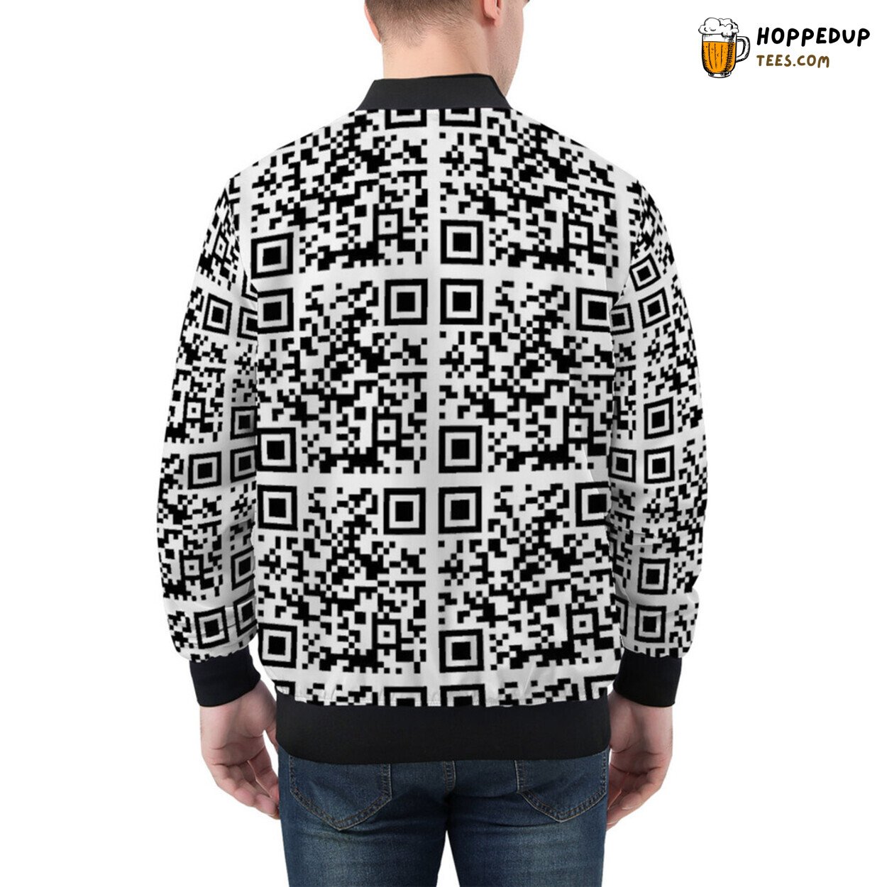 Tech-Savvy QR Code Modernism Celebrated on Men’s Bomber Jacket