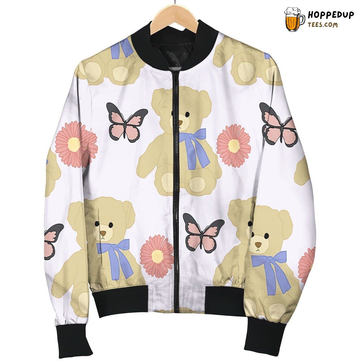 Teddy Bear Pattern By Courtney Graben Bomber Jacket