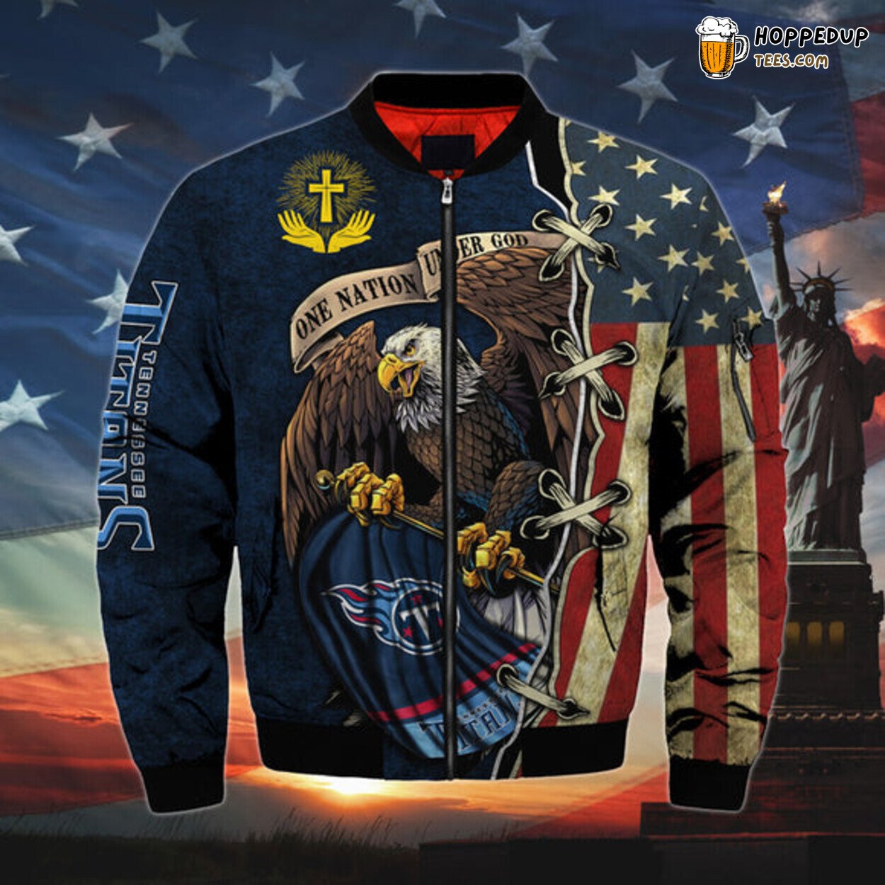 Tennessee Titans Bomber Jacket Men One Nation Under God Series Classic Look