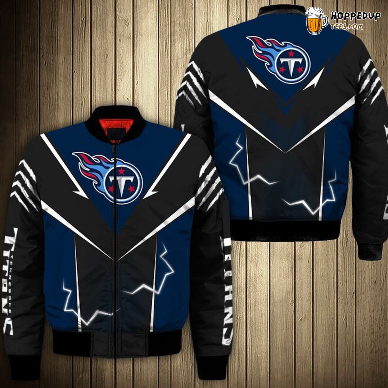 Tennessee Titans Men’s Bomber Jacket Featuring Lightning Graphic Gift Idea
