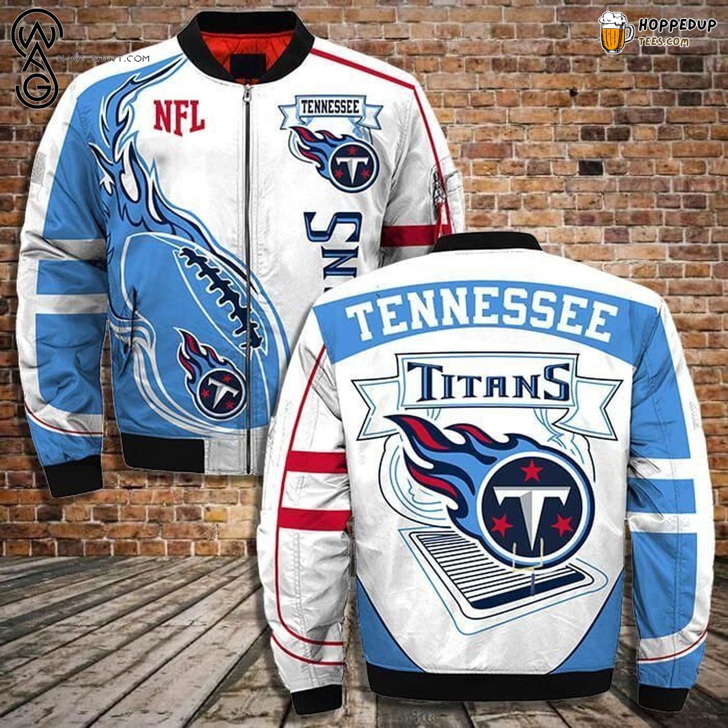 Tennessee Titans NFL Blue White Classic Bomber Jacket Design