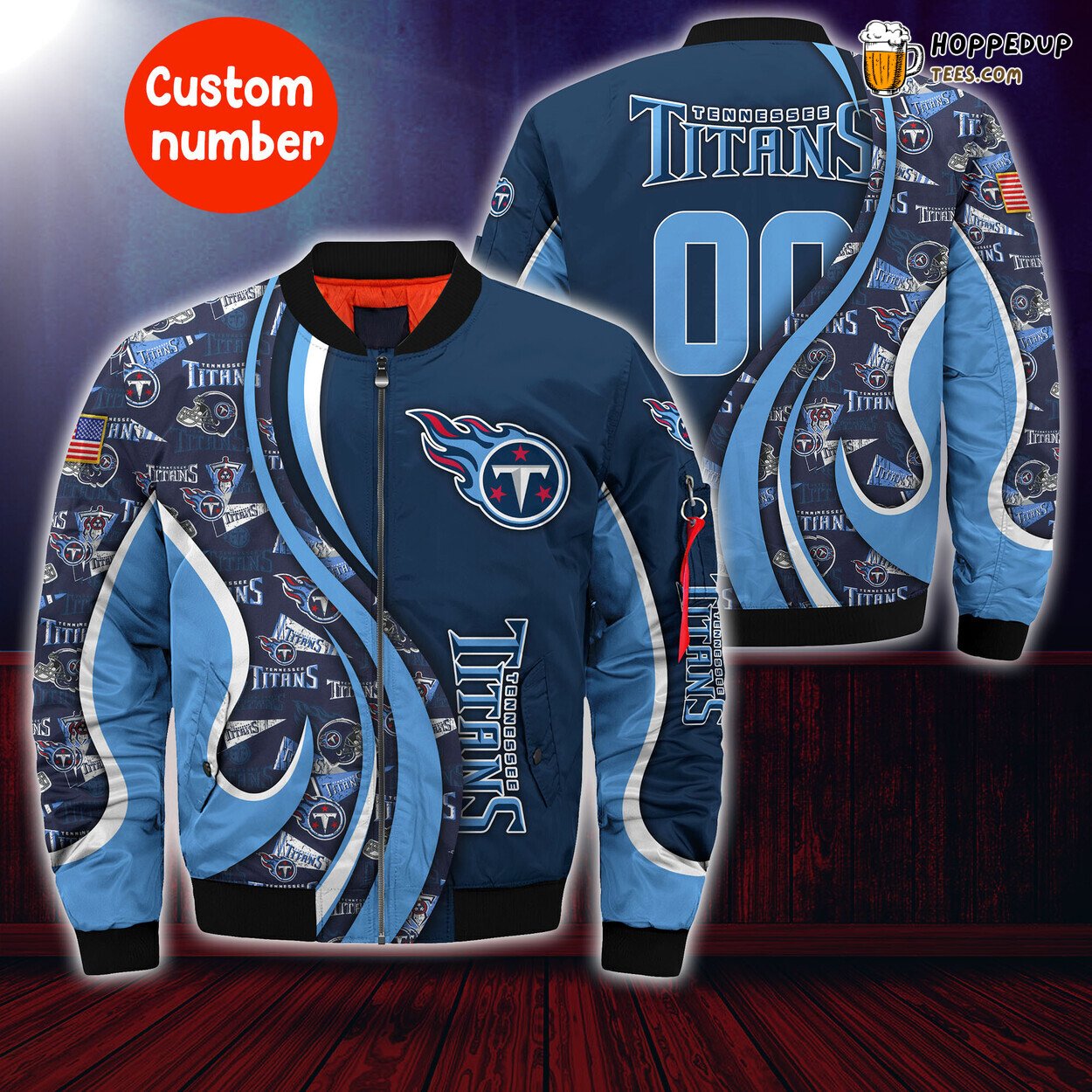 Tennessee Titans NFL Custom Number Trending Bomber Jacket Design