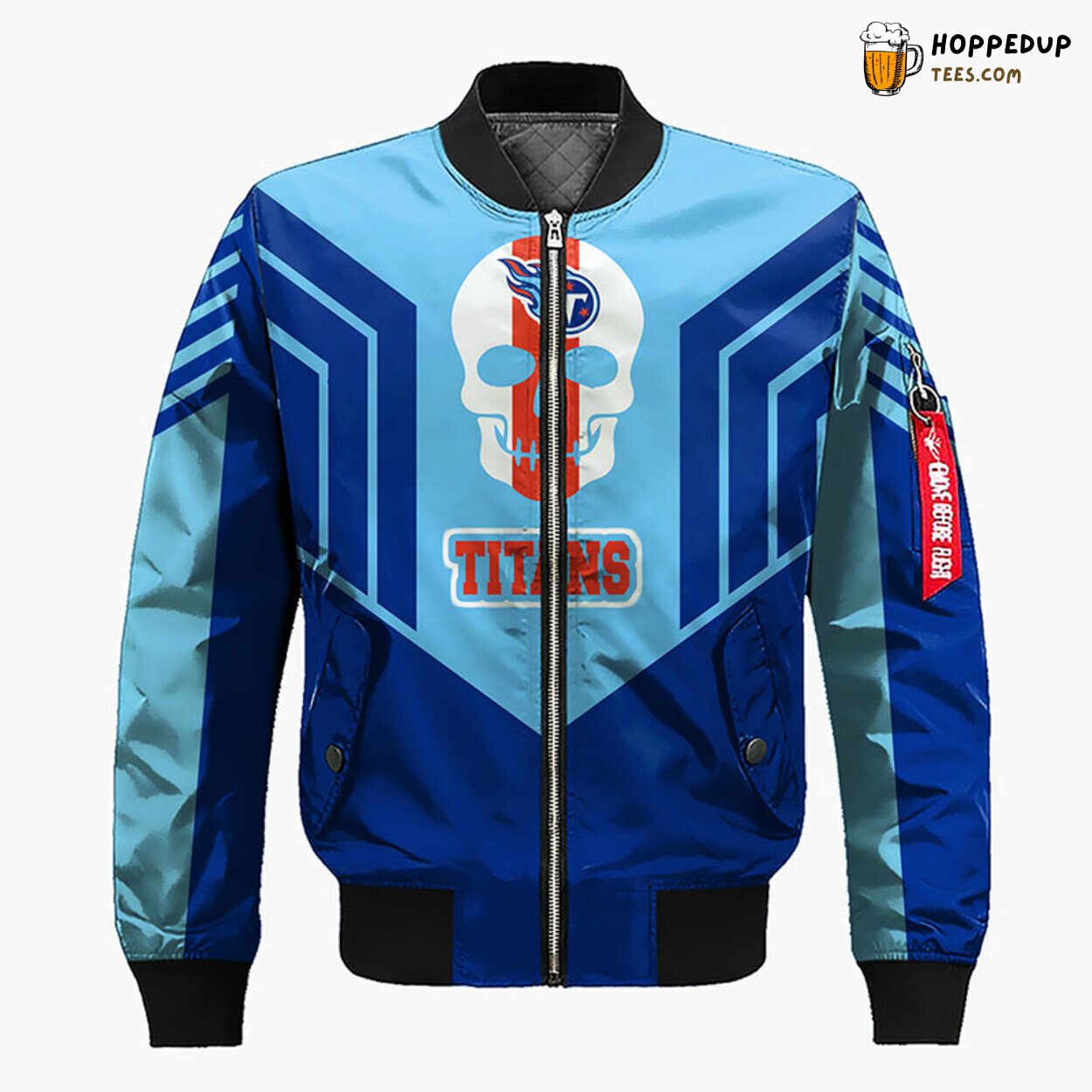 Tennessee Titans NFL Distinct Blue Skull Bomber Jacket Look