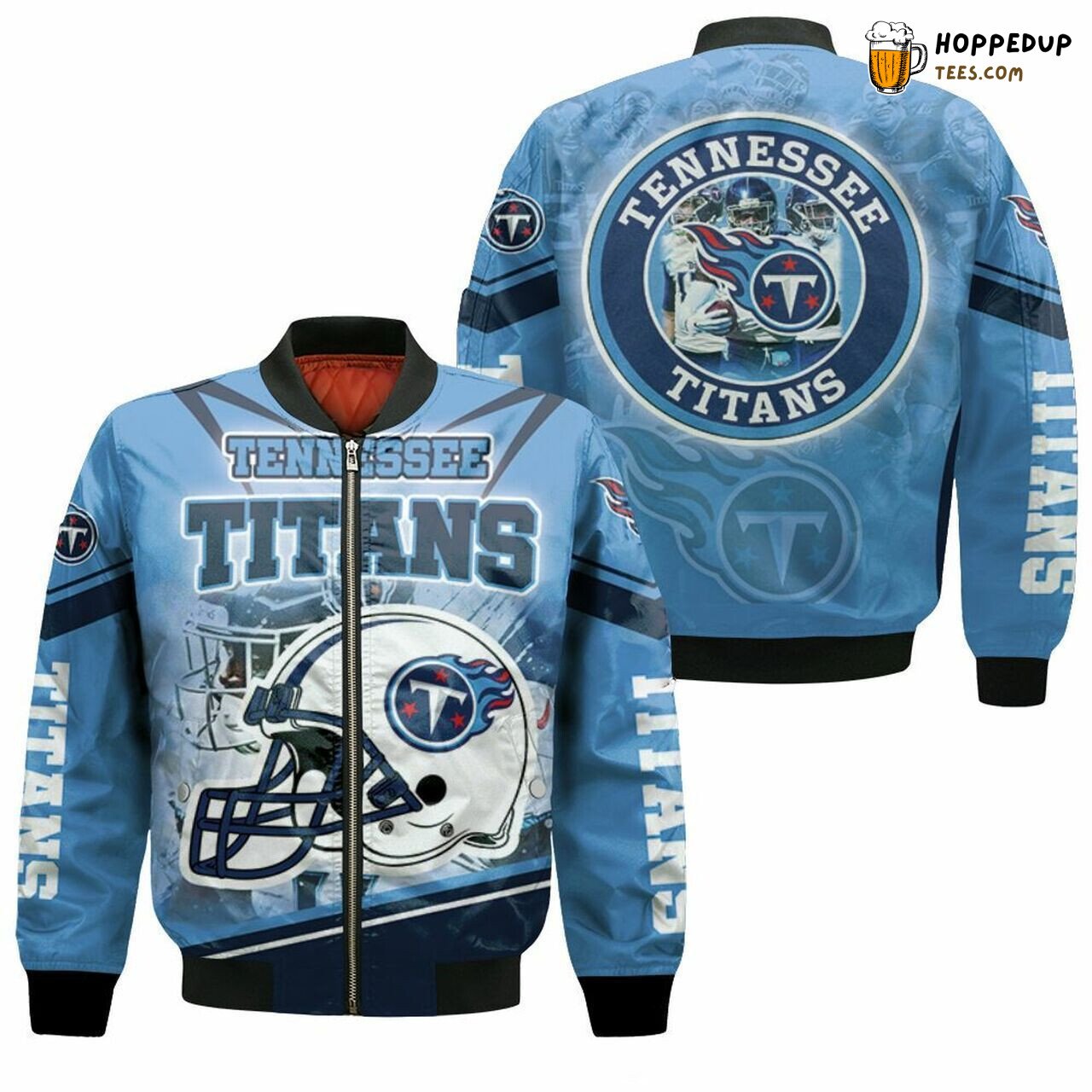 Tennessee Titans NFL Helmet Blue Fan Edition Bomber Jacket