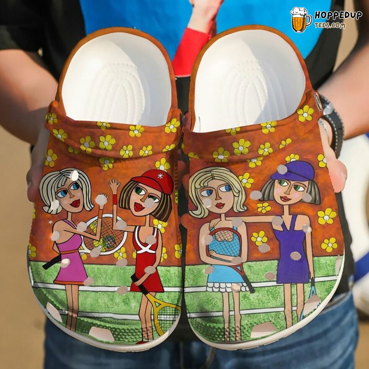 Tennis Girls Love Friend Themed Rubber Clog Shoes Comfy Footwear for Players