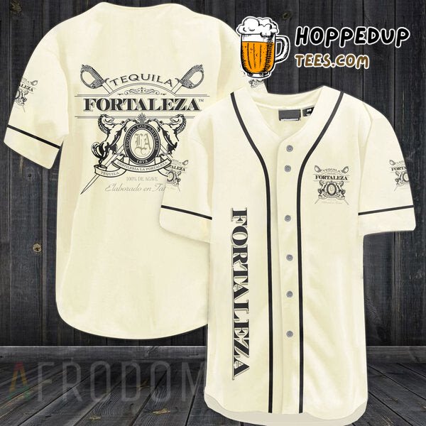 Tequila Fortaleza Themed Beige Baseball Jersey Distinctive Unique Design Look