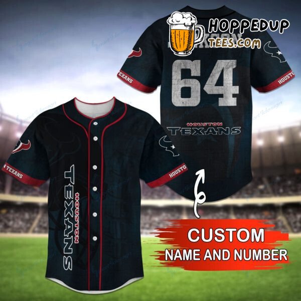 Texans Custom Name Blue Unisex Baseball Jersey Houston Fan Flair
