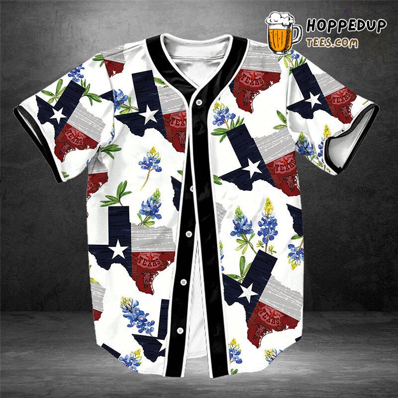 Texans Proud Bluebonnet Baseball Tee Jersey Shirt Printed 3D