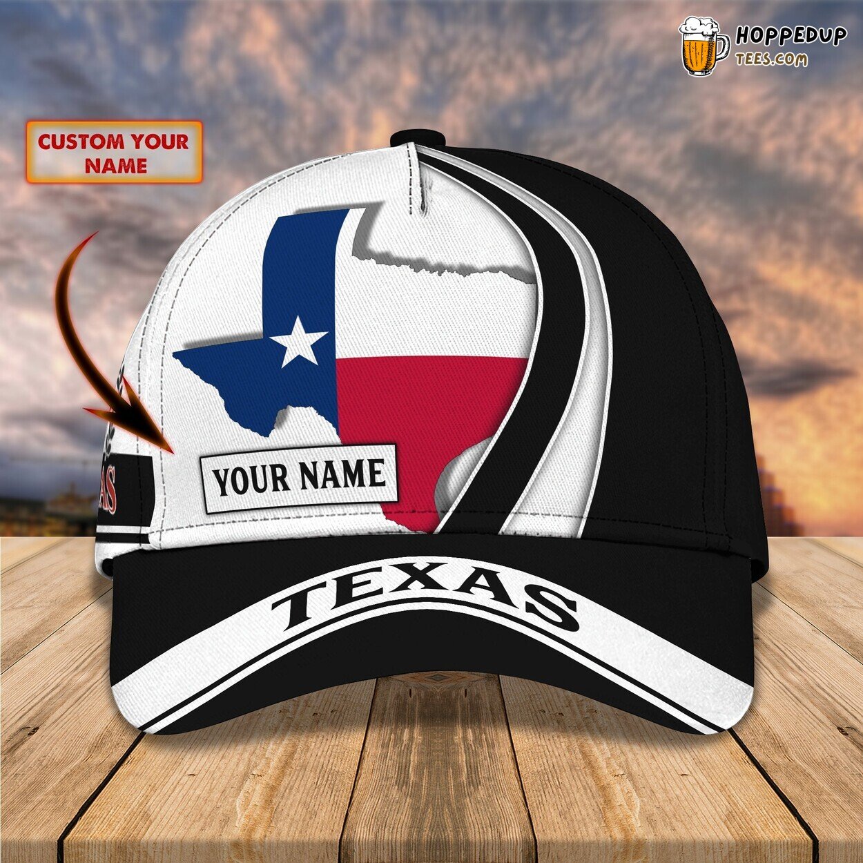 Texas Flag Design Classic 3D Cap Personalized Name Unique Premium Series