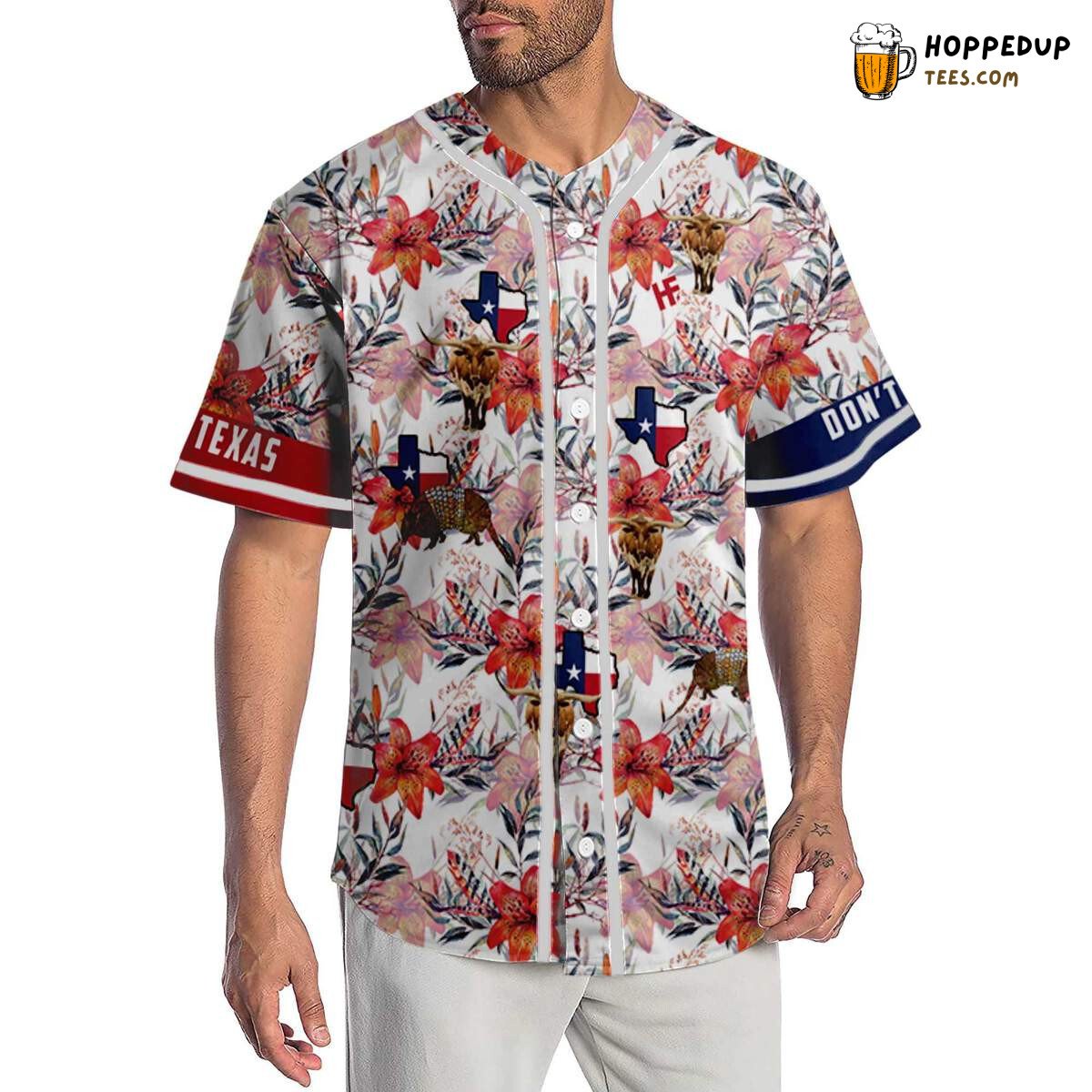 Texas Longhorn Bluebonnet And Armadillo Baseball Tee Jersey Shirts 3D