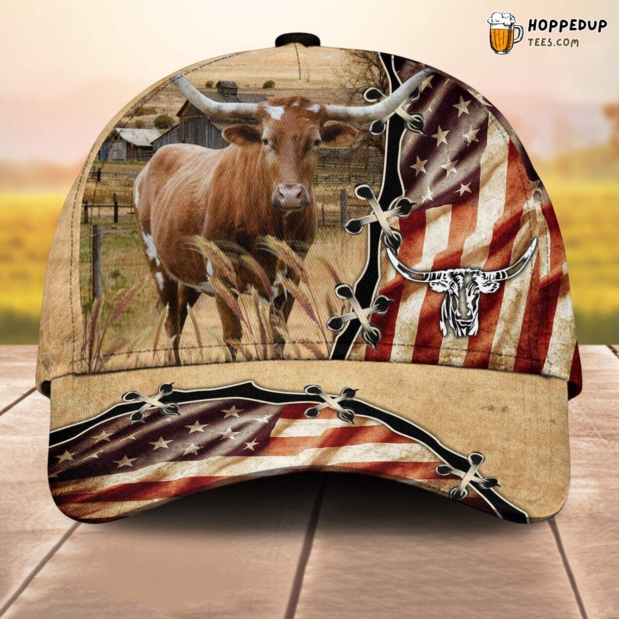 Texas Longhorn Flag Custom Retro 3D All Over Print Baseball Cap Farm Love