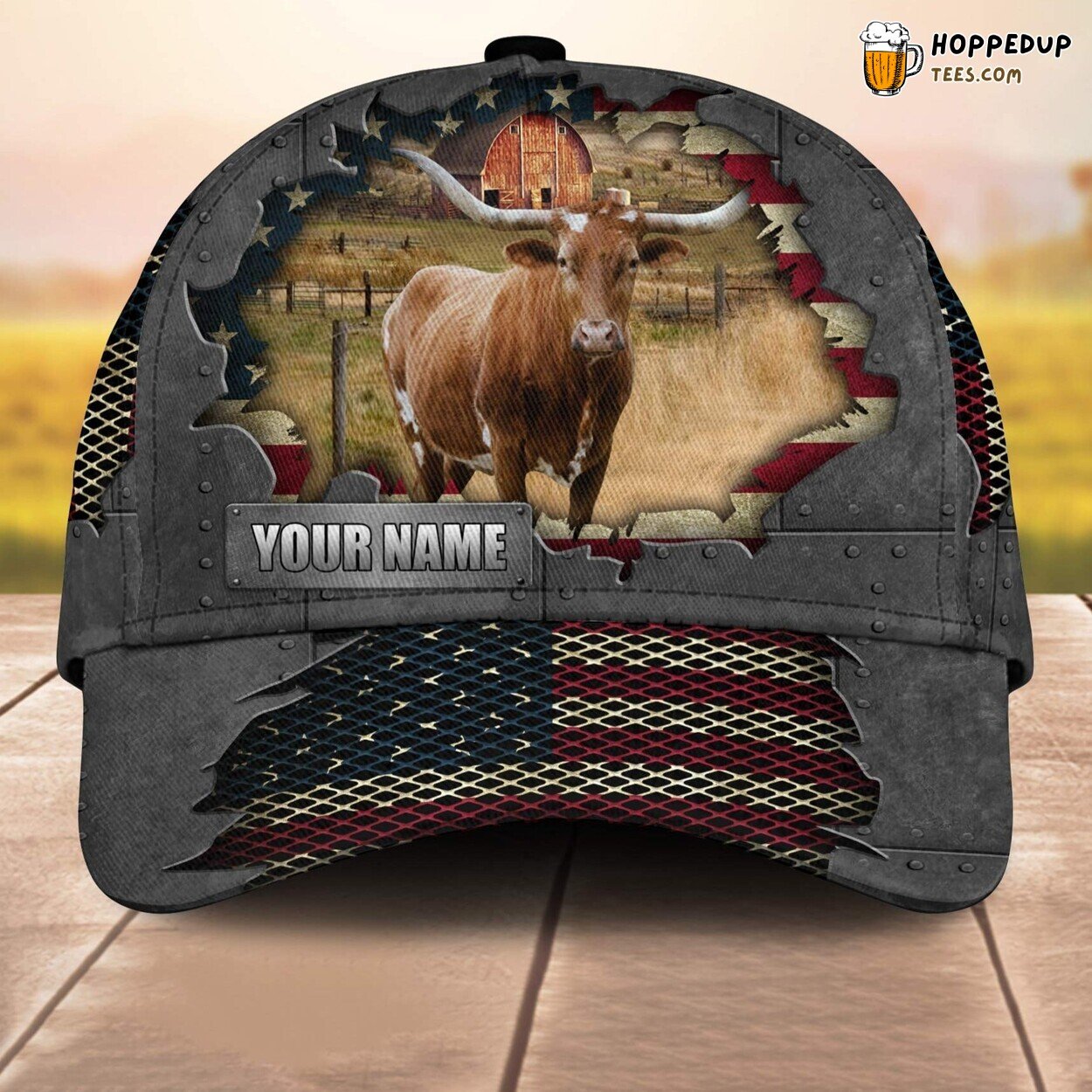 Texas Longhorn Flag Net 3D Customized Baseball Cap Animal Lovers Print