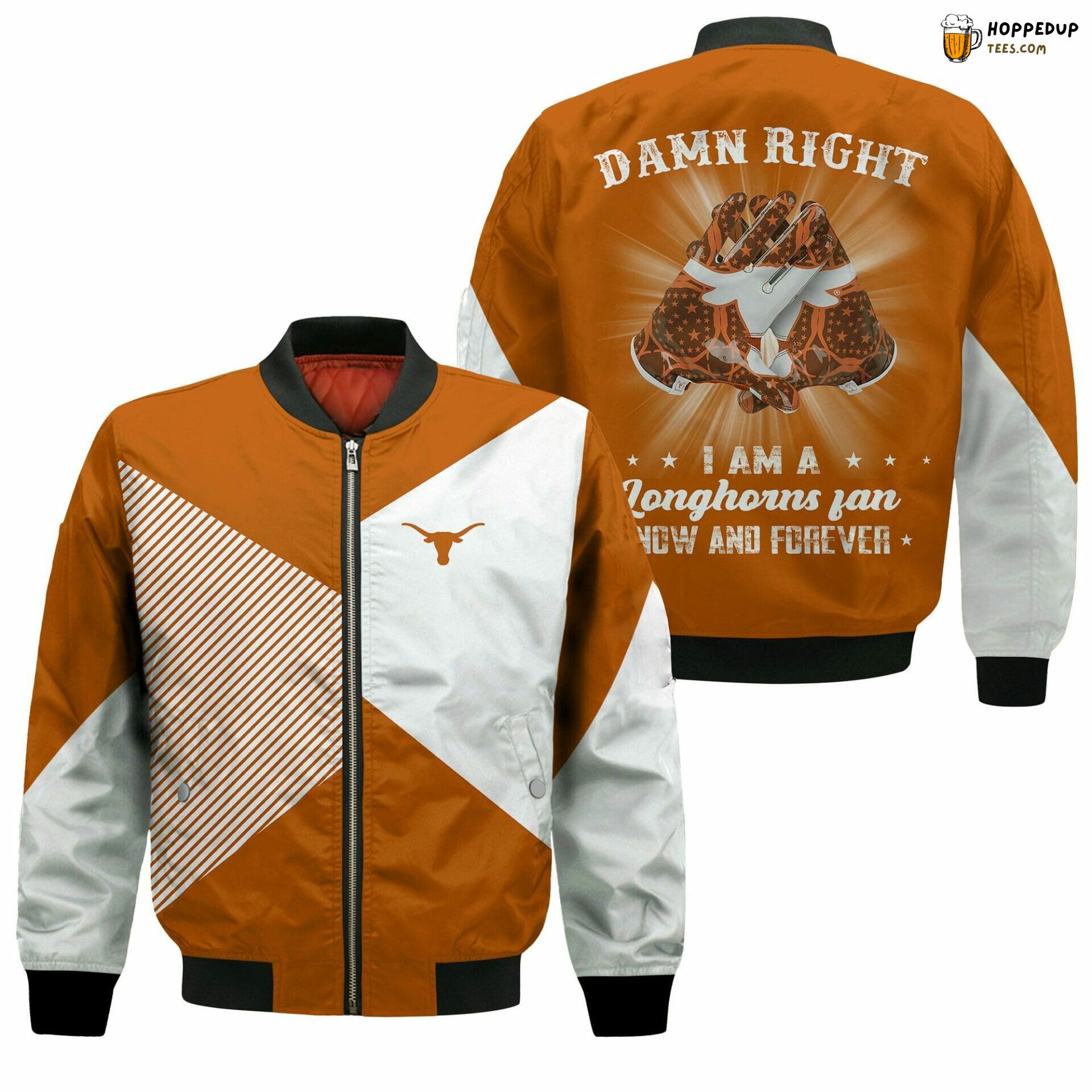 Texas Longhorns NCAA Bomber Jacket in Classic Orange and White