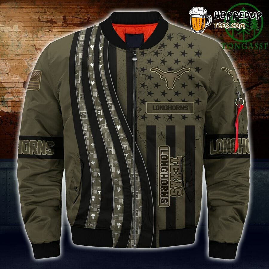 Texas Longhorns NCAA Camouflage Fan Edition Bomber Jacket Style