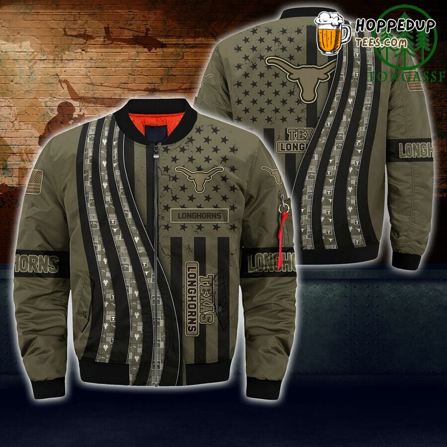 Texas Longhorns NCAA Camouflage Fan Edition Bomber Jacket Style