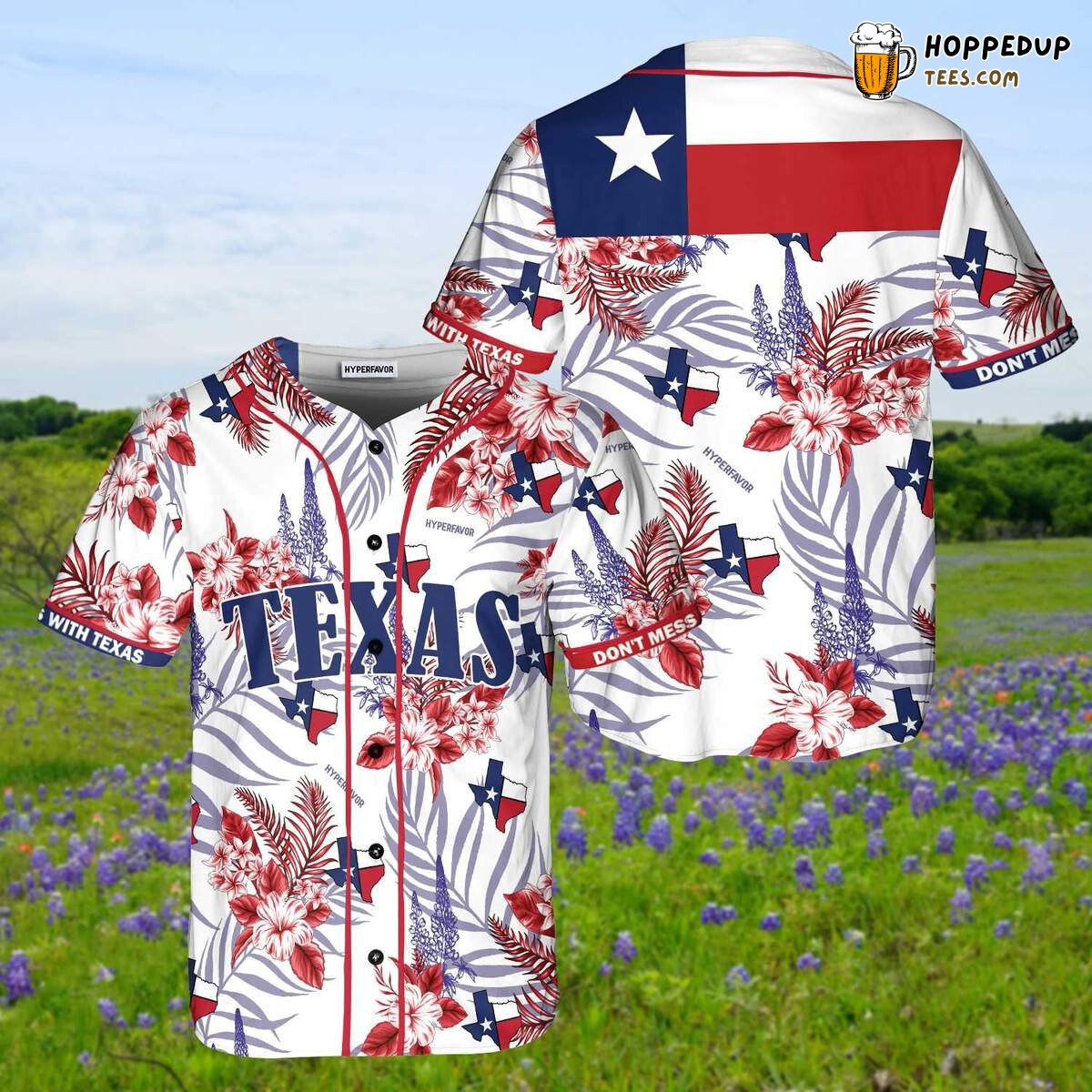 Texas Proud Bluebonnet Baseball Tee Jersey Shirts 3D