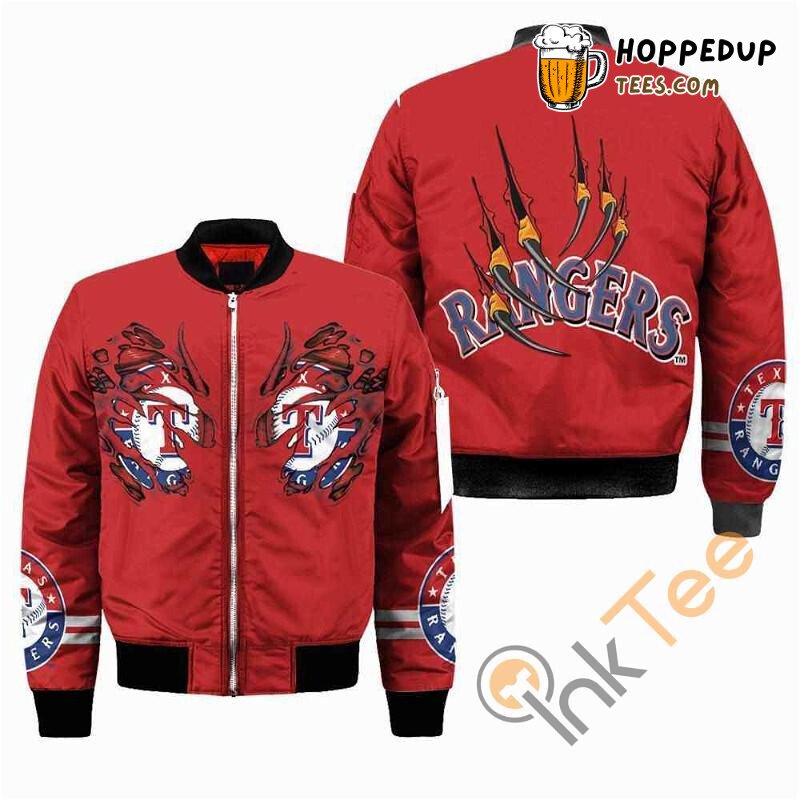 Texas Rangers MLB Aggressive Claws Style Bomber Jacket Fit
