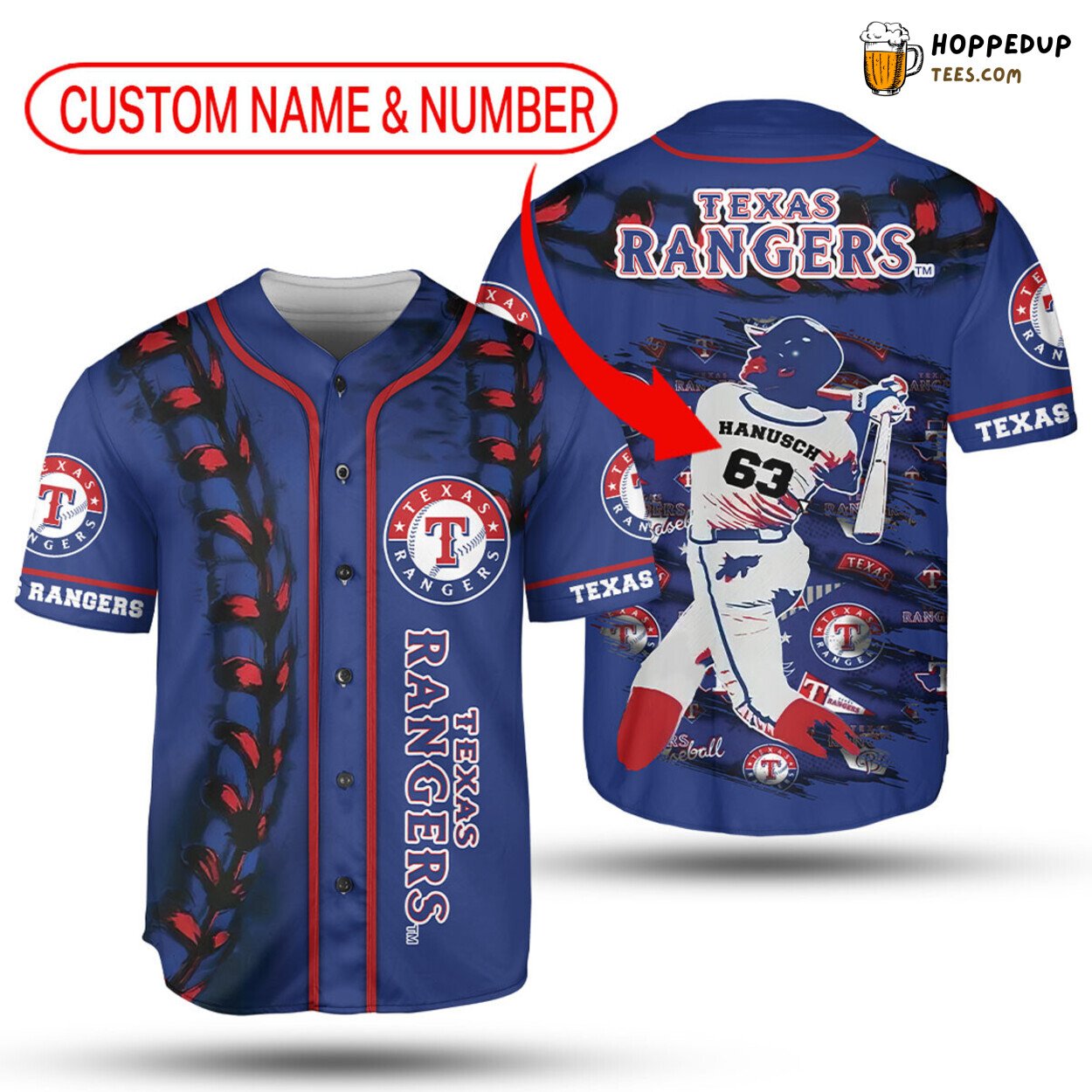 Texas Rangers MLB Jersey Customized Name Edition Unisex Baseball