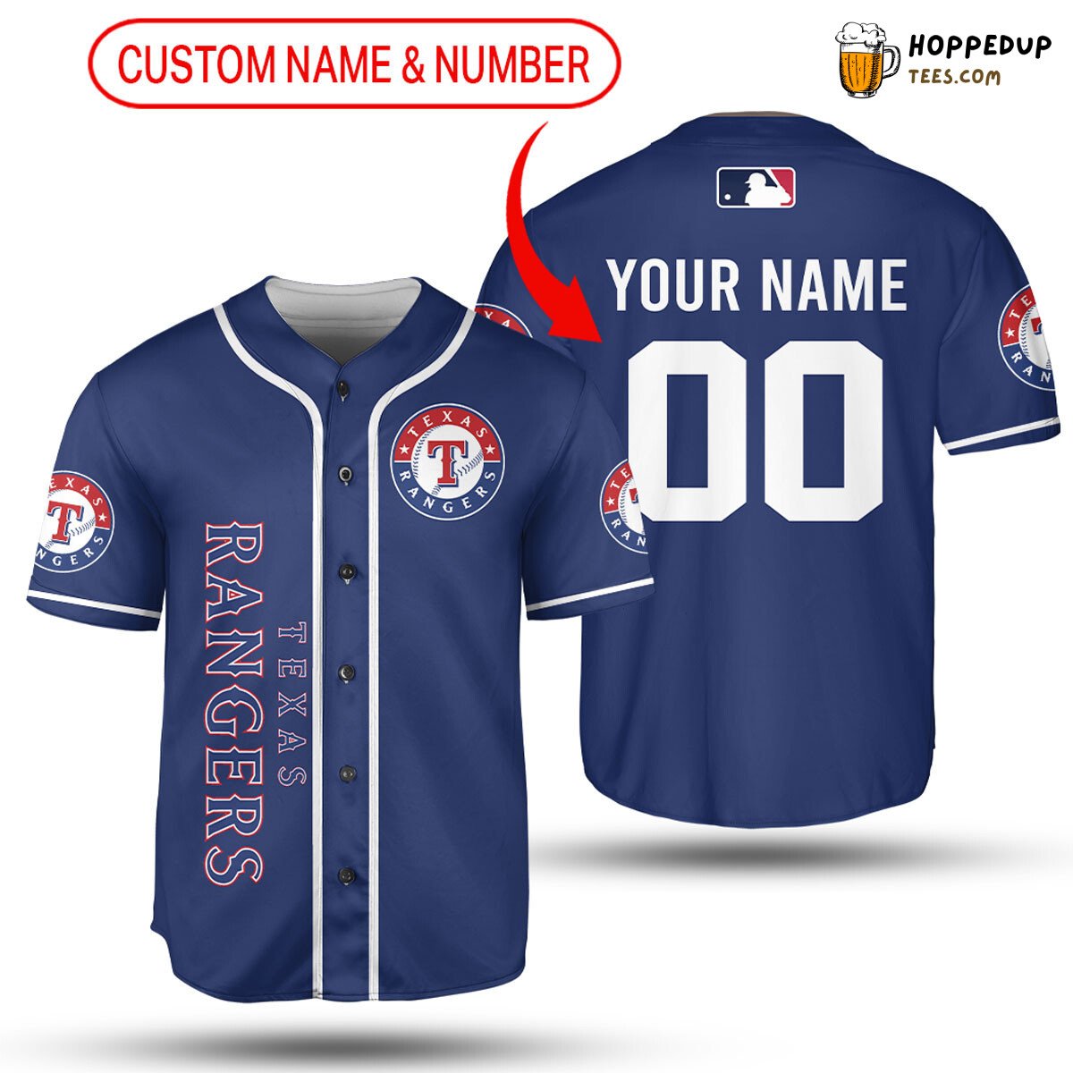 Texas Rangers MLB Unisex Baseball Jersey With Personalized Name