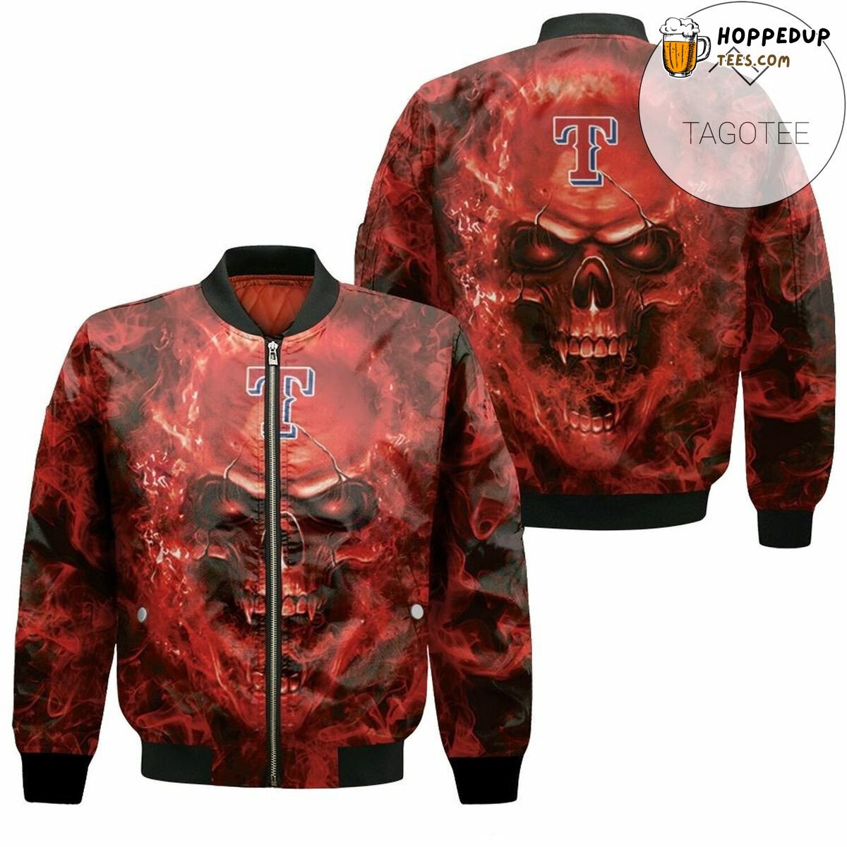 Texas Rangers Supporter’s Skull Graphic MLB Bomber Jacket