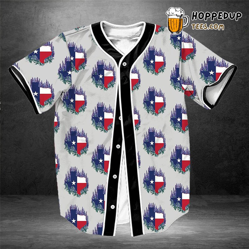 Texas State Bluebonnet Baseball Tee Jersey Shirts 3D