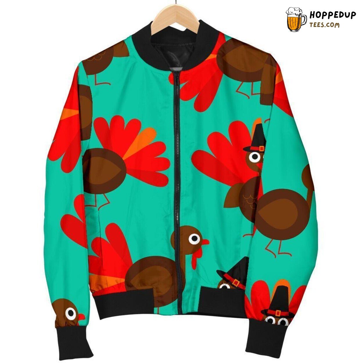 Thanksgiving Feast Turkey Design Men’s Bomber Jacket Festive Pattern Art Thanksgiving Feast Turkey Design Men’s Bomber Jacket Festive Pattern Art