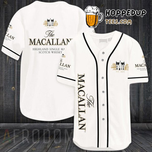 The Macallan Whiskey White Themed Baseball Jersey Unique Design Look