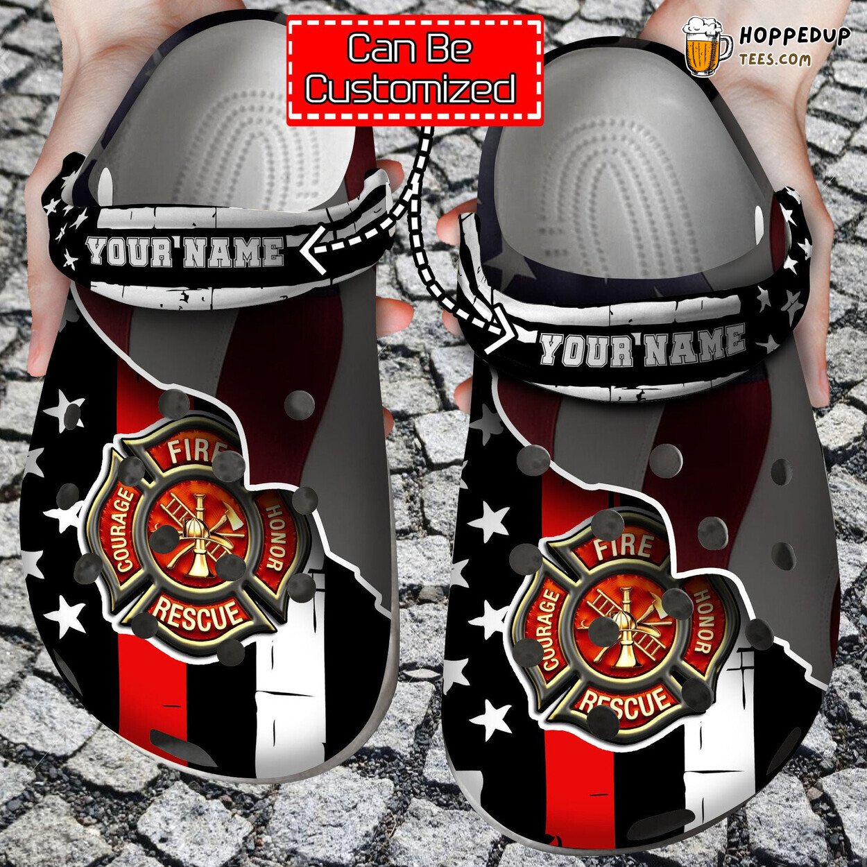 Thin Red Line Firefighter Theme Comfortable Clogs Professional Footwear
