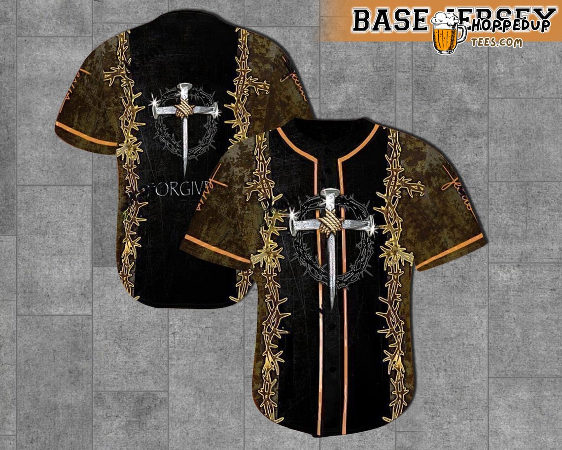 Thorn Cross Christian Forgive Baseball Tee Jersey Shirts 3D