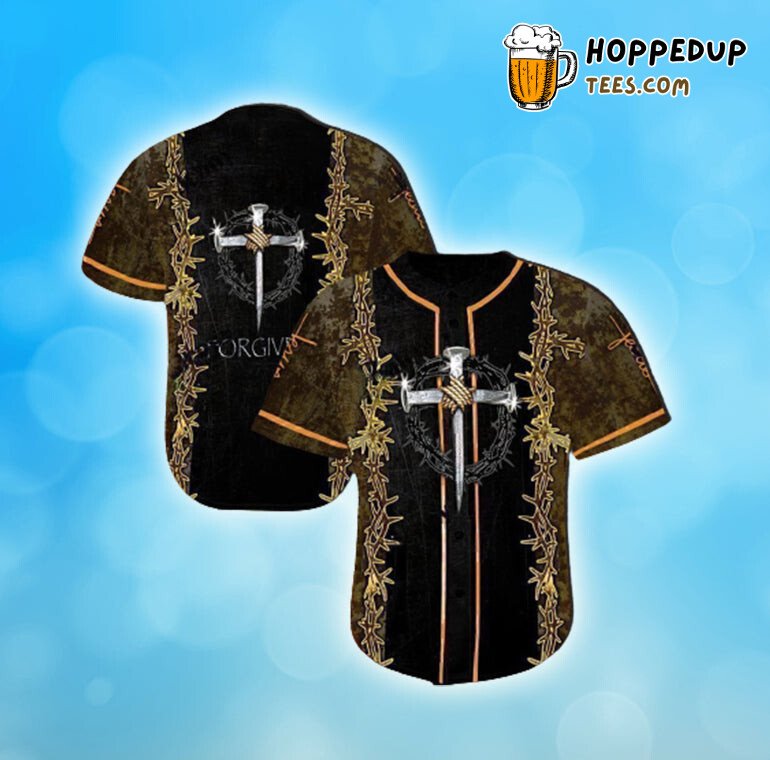 Thorn Cross Christian Forgive Baseball Tee Jersey Shirts 3D