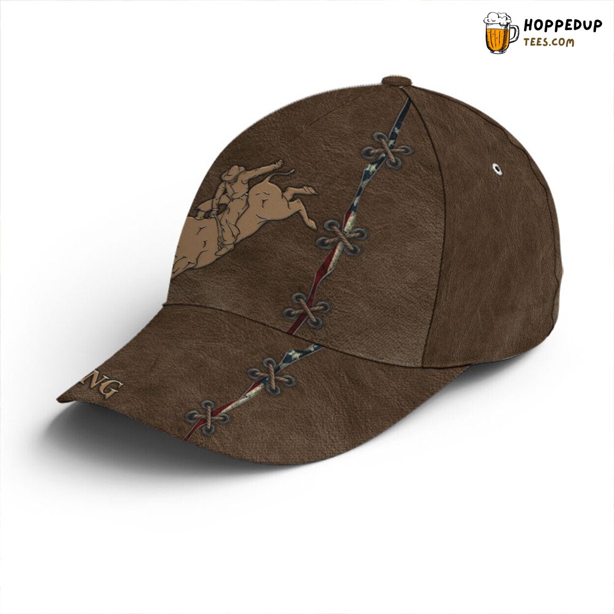 Thrilling Bull Riding Theme Classic Leather Baseball Cap Design